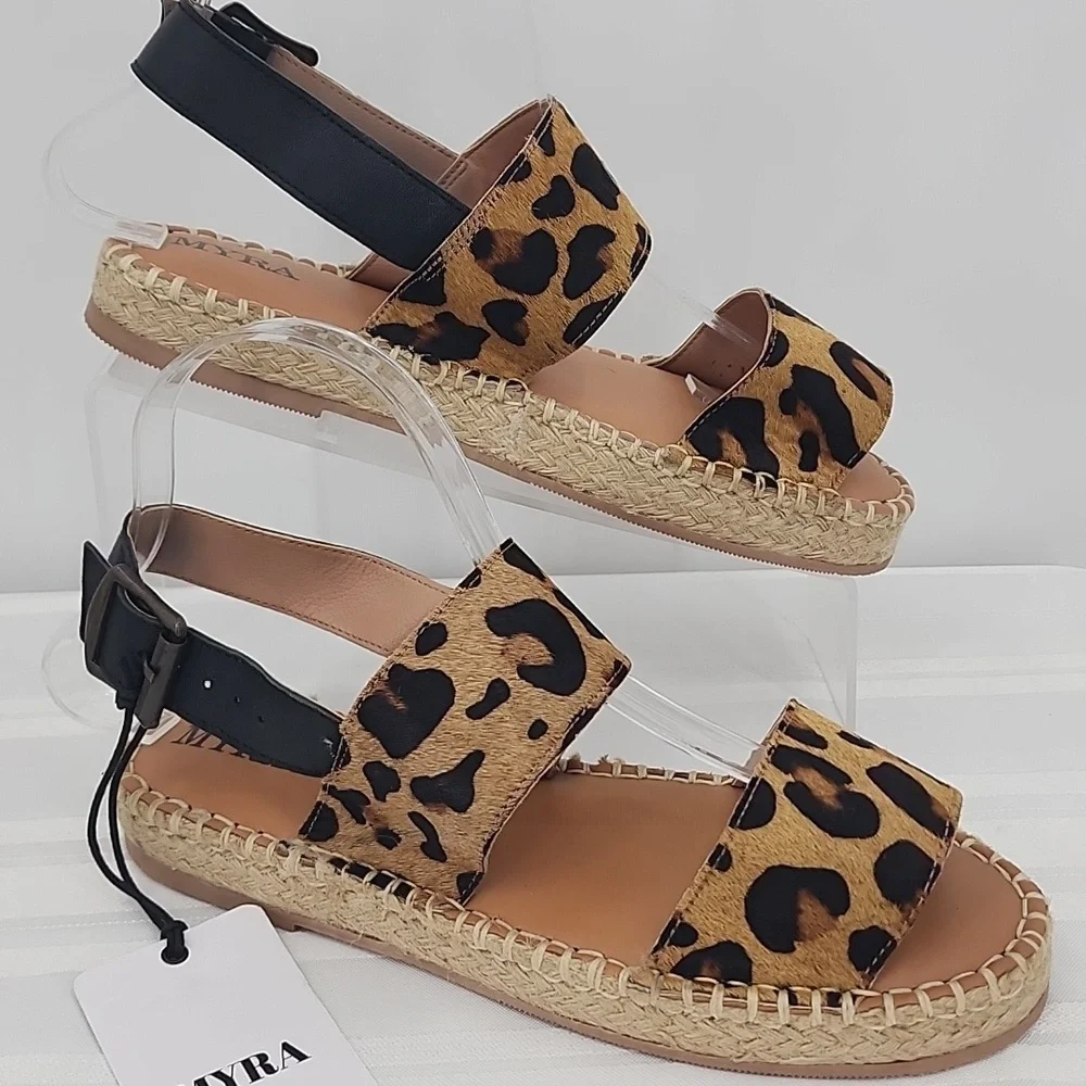 MYRA BAG‎ Isotope Espadrille Hair-On Leopard Print Western Sandals 8 & 9 NWT